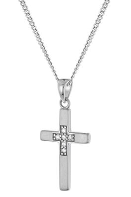 trendor Schmuck Kreuz 18 mm Weißgold 333 (8 Kt) mit Silber-Halskette 28594