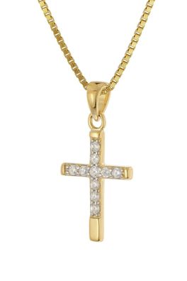 trendor Schmuck Kreuz-Anhänger Gold 333 (8 K) mit vergoldeter Silber-Halskette 28596