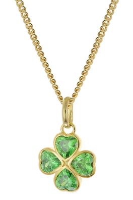trendor Schmuck Kinder-Halskette 925 Silber Vergoldet Mit Kleeblatt-Anhänger 21144