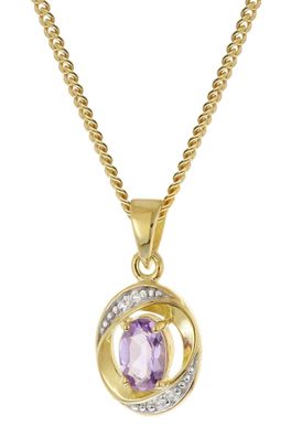 trendor Schmuck Damen-Anhänger Amethyst Gold 333/8K mit vergoldeter Silberkette 2118