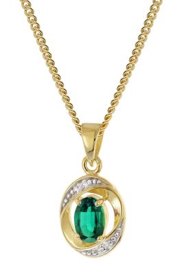 trendor Schmuck Gold Anhänger 333 mit synthetischem Smaragd an vergoldeter Kette 211
