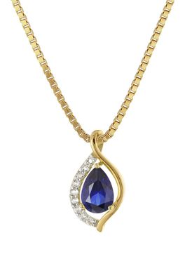 trendor Schmuck Gold Anhänger 333 mit synthetischem Saphir + vergoldete Kette 21192