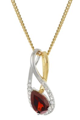 trendor Schmuck Gold-Anhänger 333/8K mit Granat/Topas an vergoldeter Silberkette 212