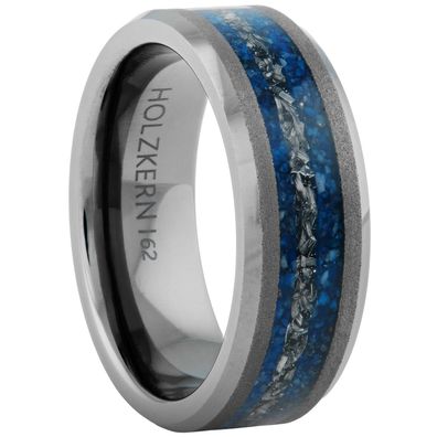 Holzkern Schmuck Herrenring Sumo Meteorit/Lapislazuli