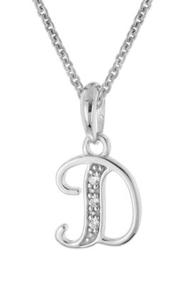 trendor Schmuck Halskette mit Buchstabe D Anhänger 925 Silber Rhodiniert 21240-D