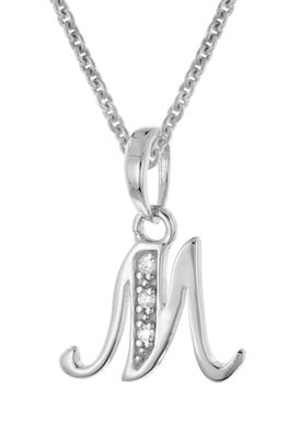 trendor Schmuck Halskette mit Buchstaben M Anhänger 925 Silber Rhodiniert 21240-M