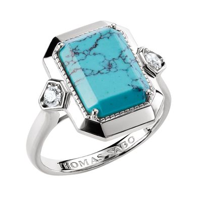 Thomas Sabo Schmuck Damenring Silber Elyndra Türkisfarbenes Oktagon TR2506-405-17