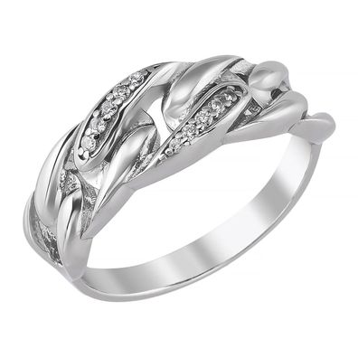 trendor Schmuck Damenring 925 Silber Rhodiniert Kettenring mit Zirkonia 21794