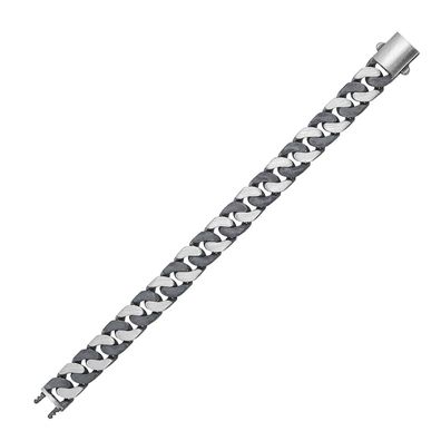 trendor Schmuck Herren-Armband 925 Silber Oxidiert Panzerarmband Breite 13 mm 21810