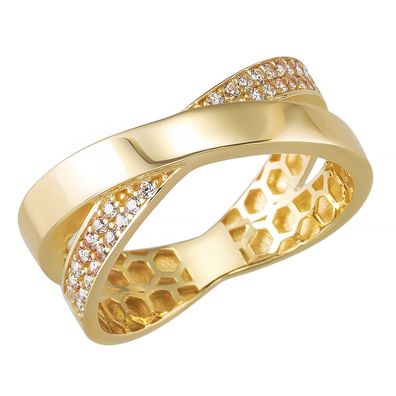 trendor Schmuck Damenring 333 Gold Bicolor Zirkonia-Ring 21826