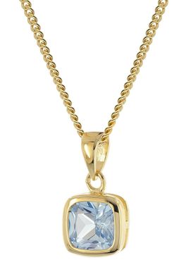 trendor Schmuck Damen-Kette 925 Silber Vergoldet mit Aquamarin-Anhänger 21893