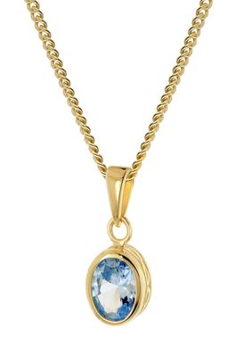 trendor Schmuck Damen-Halskette mit Aquamarin-Anhänger 925 Silber Vergoldet 21891