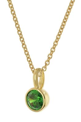 trendor Schmuck Damen-Kette 925 Silber Vergoldet mit Grünem Zirkonia 21960