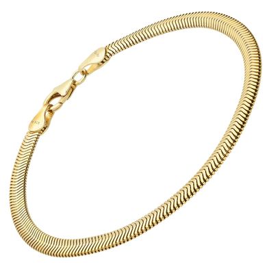 trendor Schmuck Damen-Armband 925 Silber Vergoldet Ovale Schlangenkette 4,2 mm 31124
