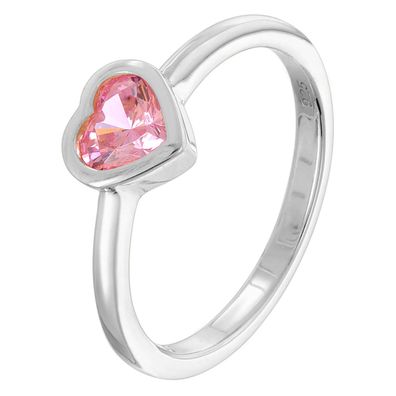 trendor Schmuck Damenring mit Rosa Herz-Zirkonia 925 Silber 31064-09
