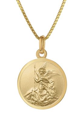 trendor Schmuck Halskette mit St. Michael Anhänger 925 Silber Vergoldet 31186