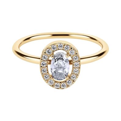 Jacques Lemans Schmuck Damenring Edelstahl mit Zirkonia Gold/Weiß S-R246B