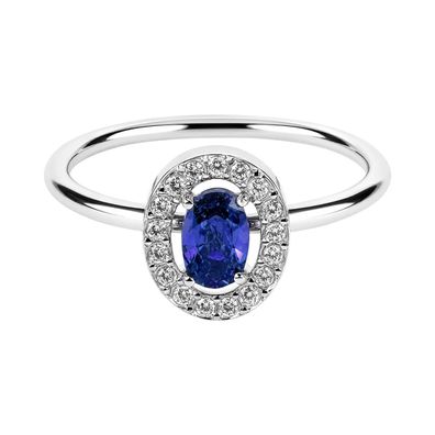 Jacques Lemans Schmuck Damenring Edelstahl mit Zirkonia Silber/Blau S-R246E