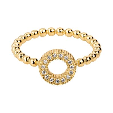 Jacques Lemans Schmuck Damenring Edelstahl vergoldet mit Zirkonia S-R250B