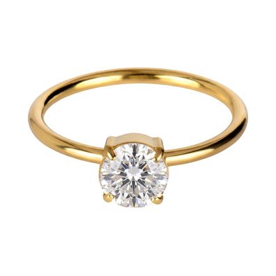 Jacques Lemans Schmuck Damenring Edelstahl vergoldet mit Zirkonia SR261B