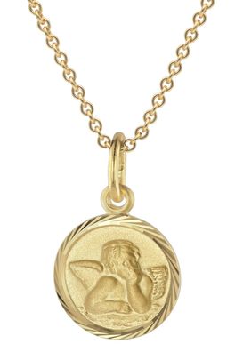 trendor Schmuck Kinder-Halskette mit Amor Engel 925 Silber Vergoldet 31184