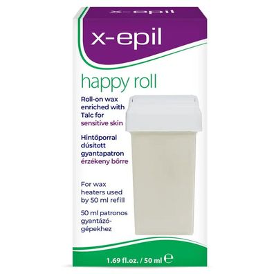 X-Epil, Happy Roll, Talkum, seidiges Finish, Enthaarungswachs, Körper, 50 ml