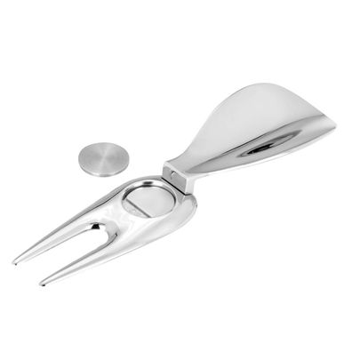 Schuhanzieher 7,6x4,1 cm Neusilber Golf-Schuhlöffel mit Pitchgabel & Ballmarker