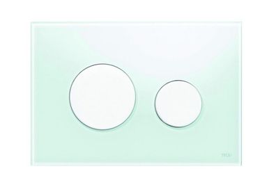 Plaque de commande TECEloop pour WC, technique à 2 débits, verre blanc, boutons blanc