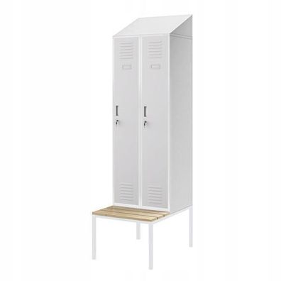 Umkleidespind Umkleideschrank Schließfachschrank mit Sitzbank 229,5x60x85 cm