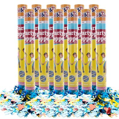 Party Factory `Bibi & Tina´ Party Popper 12er Set, 40 cm Konfettikanone mit bunt schi
