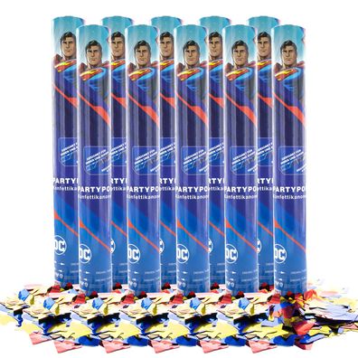 Superman Party Popper 10er Set, 40 cm Konfettikanone Metallic Konfetti Kindergeburtst