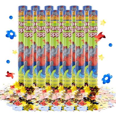 Benjamin Blümchen Party Popper 12er Set, 40 cm Konfettikanone Metallic Konfetti Kinde