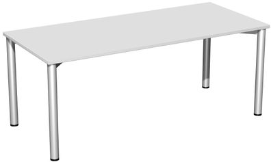 Konferenztisch Rundfuß feste Höhe, 1800x800x720, Lichtgrau/Silber