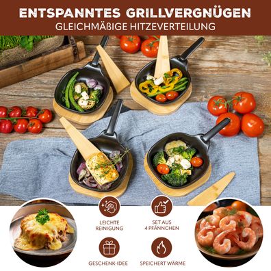 bremermann Grillpfännchen 2er inkl. Bambus-Untersetzern und Bambus-Schabern