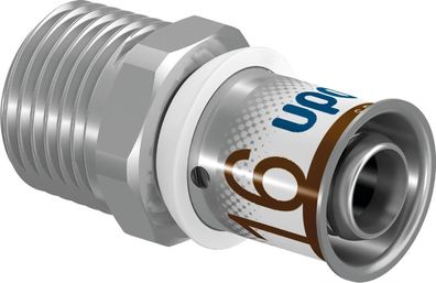 Uponor Übergangsnippel S-Press PLUS aus Messing, verzinnt 16mmx1/2 AG