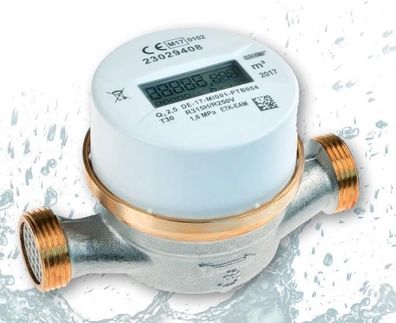 Elektronischer Wohnungswasserzähler Qn 1,5 - 1/2" x 80 mm - Kalt Eichung 2026