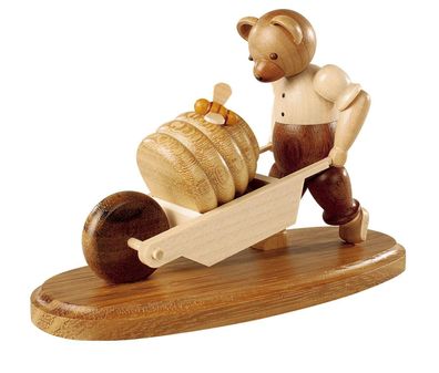 Bärensammelfigur Bär mit Schubkarre natur klein Höhe 10 cm NEU Bär Bärenfigur