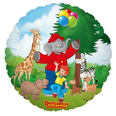 Zooparty Benjamin Blümchen Folienballon, bunt, Ø45cm, Heliumballon sprechender Elefan