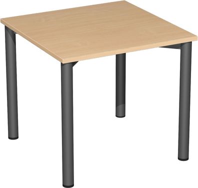 Konferenztisch Rundfuß feste Höhe, 800x800x720, Buche/Anthrazit