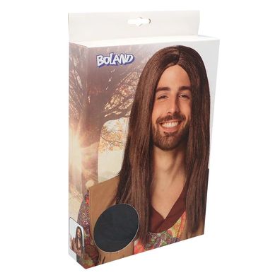 Perücke John lang – Braune Herrenperücke für Karneval, Fasching & Hippie Kostüme