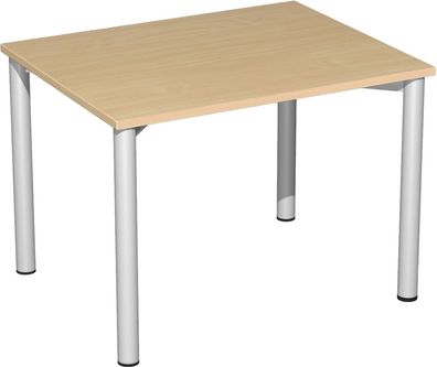 Konferenztisch Rundfuß feste Höhe, 1000x800x720, Buche/Silber