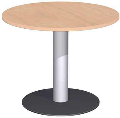 Konferenztisch Tellerfuß, Kreisform, feste Höhe, D-900x720, Buche