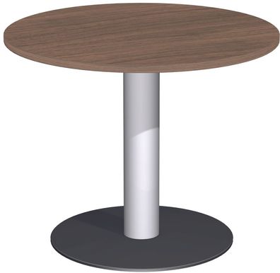 Konferenztisch Tellerfuß, Kreisform, feste Höhe, D-900x720, Nussbaum