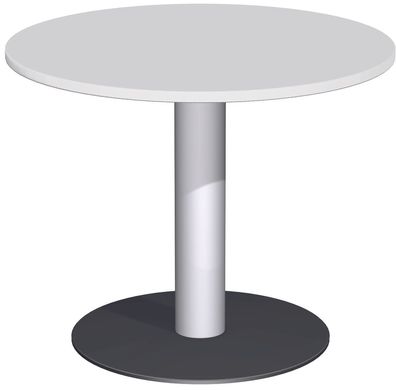Konferenztisch Tellerfuß, Kreisform, feste Höhe, D-900x720, Lichtgrau