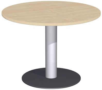 Konferenztisch Tellerfuß, Kreisform, feste Höhe, D-1000x720, Ahorn