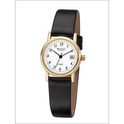 Uhr - Edelstahl vergoldet - Lederband Ø25mm