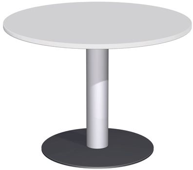 Konferenztisch Tellerfuß, Kreisform, feste Höhe, D-1000x720, Lichtgrau