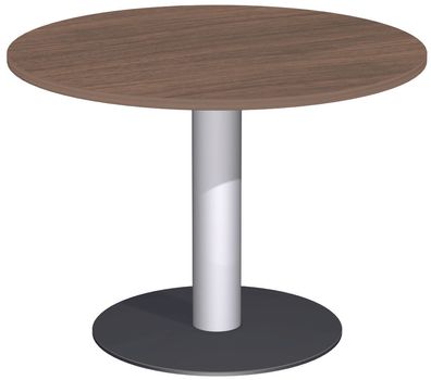 Konferenztisch Tellerfuß, Kreisform, feste Höhe, D-1000x720, Nussbaum