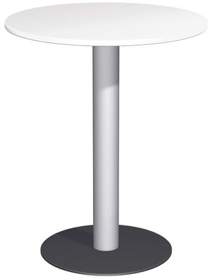 Konferenztisch Tellerfuß, Kreisform, feste Höhe, D-900x1100, Weiß