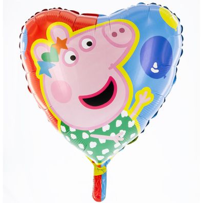 Peppa Wutz Folienballon Herz Ø 45 cm bunt Motiv 1